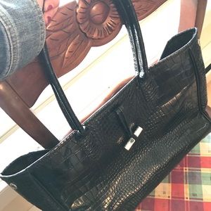 Longchamp crocodile print leather tote